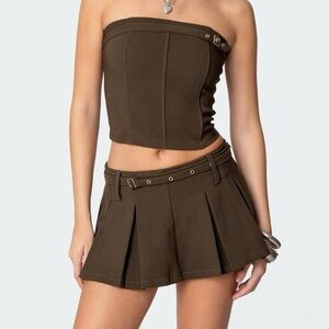 Edikted Erynne Belted Corset + Belted Pleated Skort Set